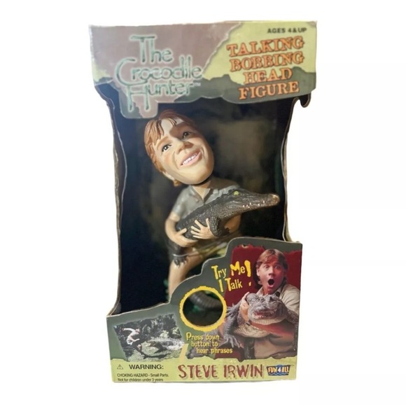 VTG Steve Irwin Crocodile Hunter Talking Bobblehead & Snake Rescue NIB - Picture 4 of 8
